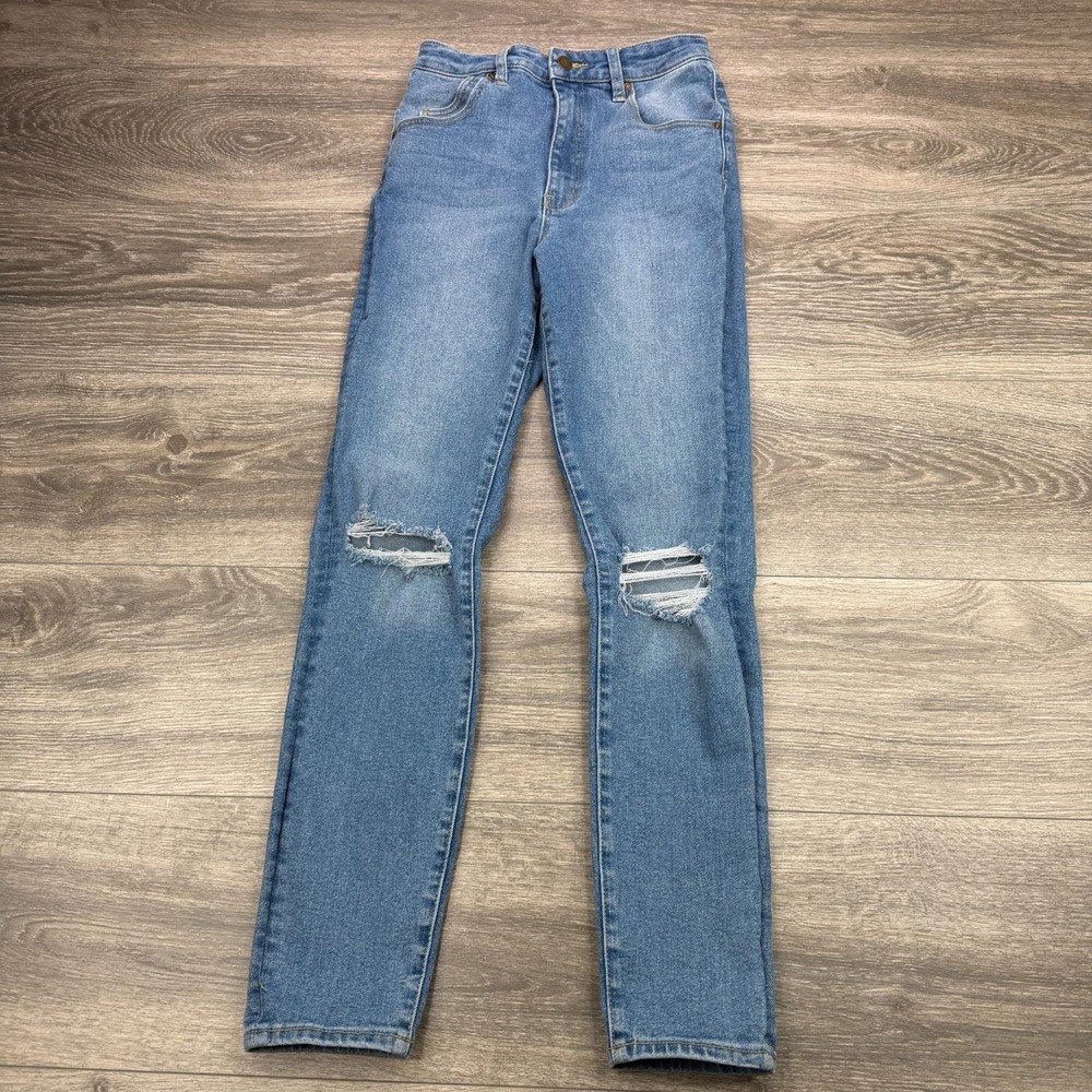 ROLLAS Jeans Womens 24 Blue Distressed High Rise Skinny Ankle Eastcoast Stretch